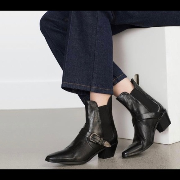 buckle western ankle boots